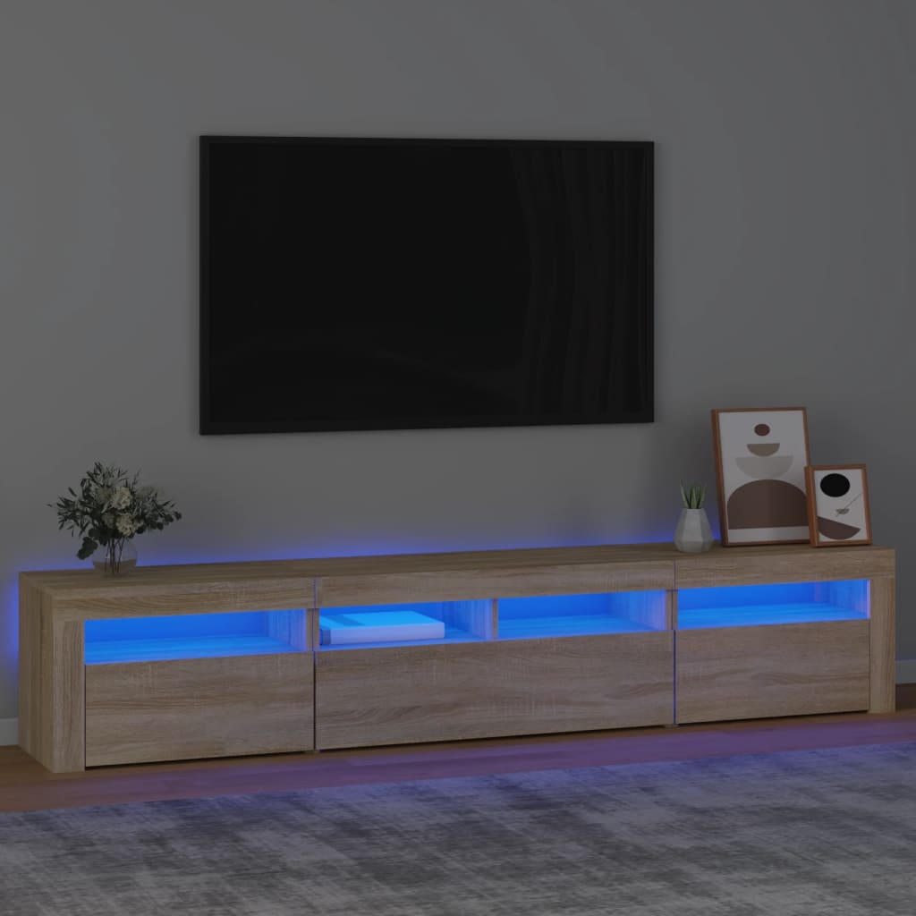 foto del prodotto mobile porta tv con luci led rovere sonoma 210x35x40 cm cod mxl 11609
