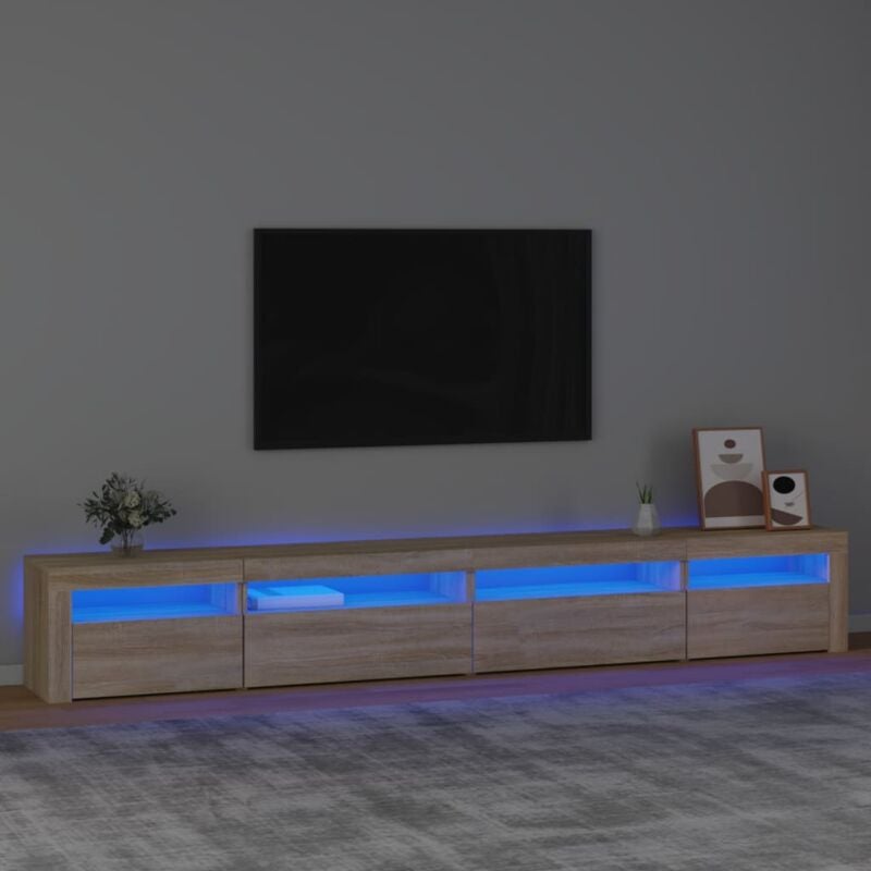 foto del prodotto mobile porta tv con luci led rovere sonoma 270x35x40 cm vidaxl