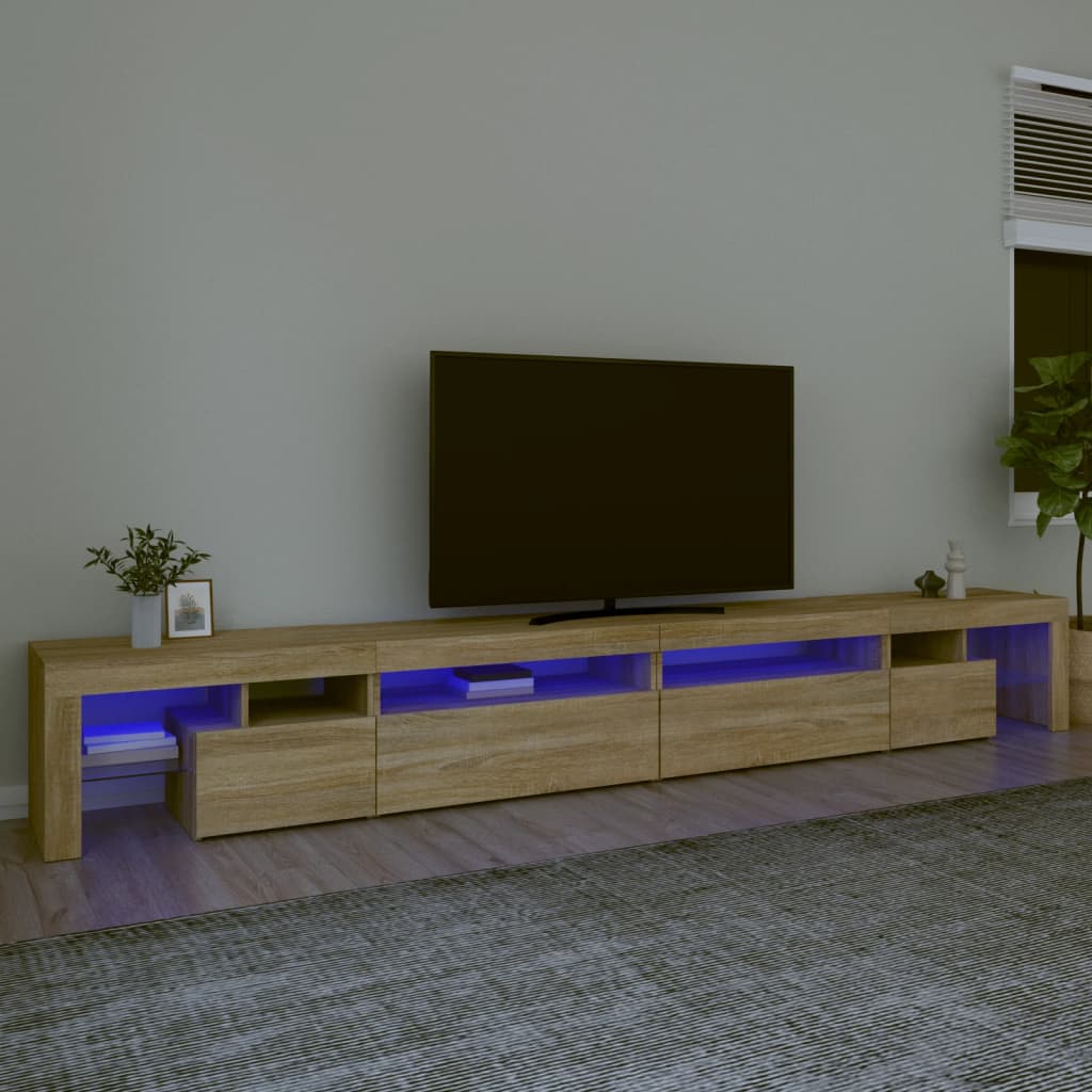 foto del prodotto mobile porta tv con luci led rovere sonoma 290x36,5x40 cm