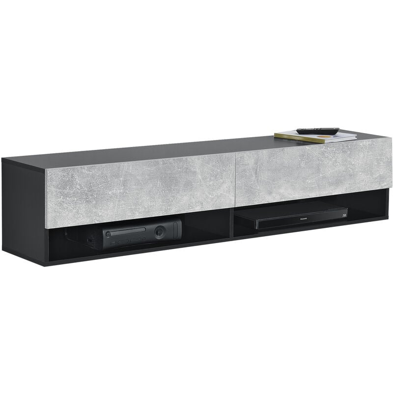 foto del prodotto mobile porta tv consolle da parete con 2 ante e ripiani scomparti140 x 31 x 30 cm armadio a muro con apertura a ribalta