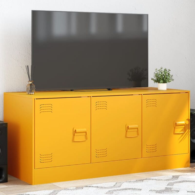 foto del prodotto mobile porta tv giallo senape 99x39x44 cm in acciaio - vidaxl