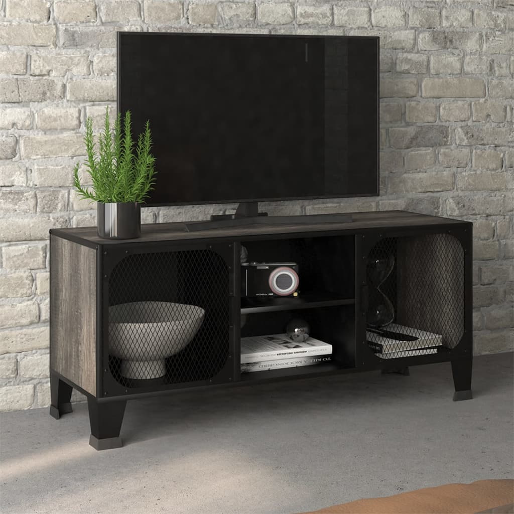 foto del prodotto mobile porta tv grigio 105x36x47 cm in metallo e mdf cod mxl 7206