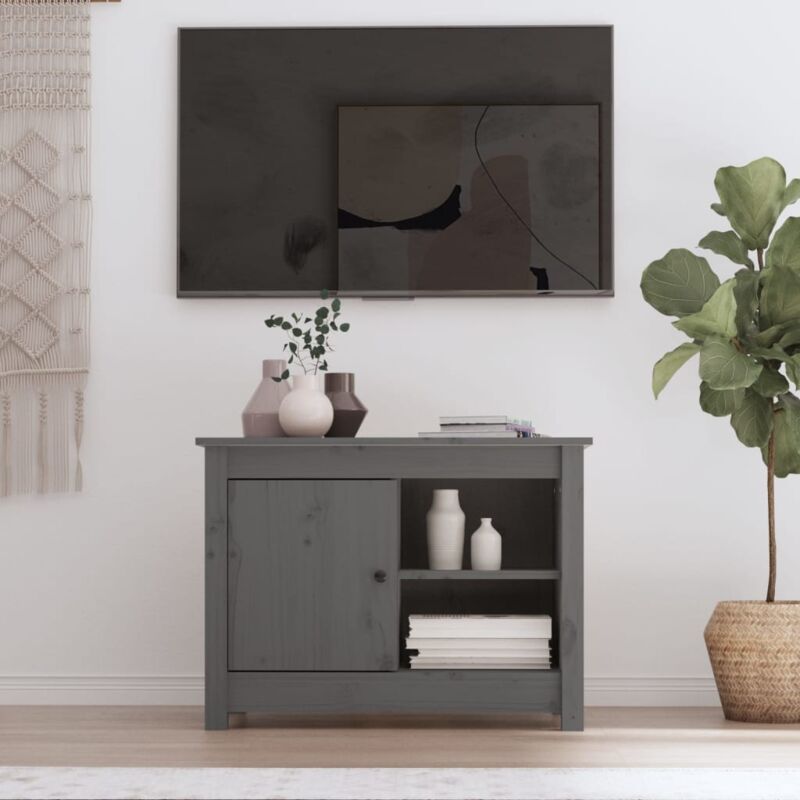 foto del prodotto mobile porta tv grigio 70x36,5x52 cm in legno massello di pino vidaxl