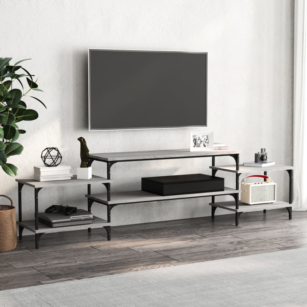 foto del prodotto mobile porta tv grigio sonoma 197x35x52 cm in legno multistratocod mxl 103302