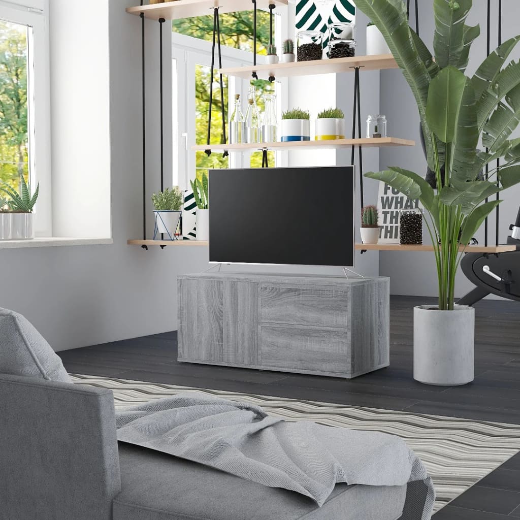 foto del prodotto mobile porta tv grigio sonoma 80x34x36 cm in legno multistrato