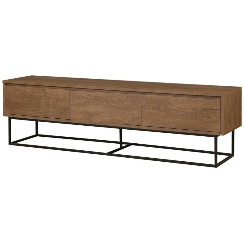 foto del prodotto mobile porta tv iginia, credenza da soggiorno, armadio basso per tv, base parete attrezzata, 180x40h50 cm, noce e nero - dmora