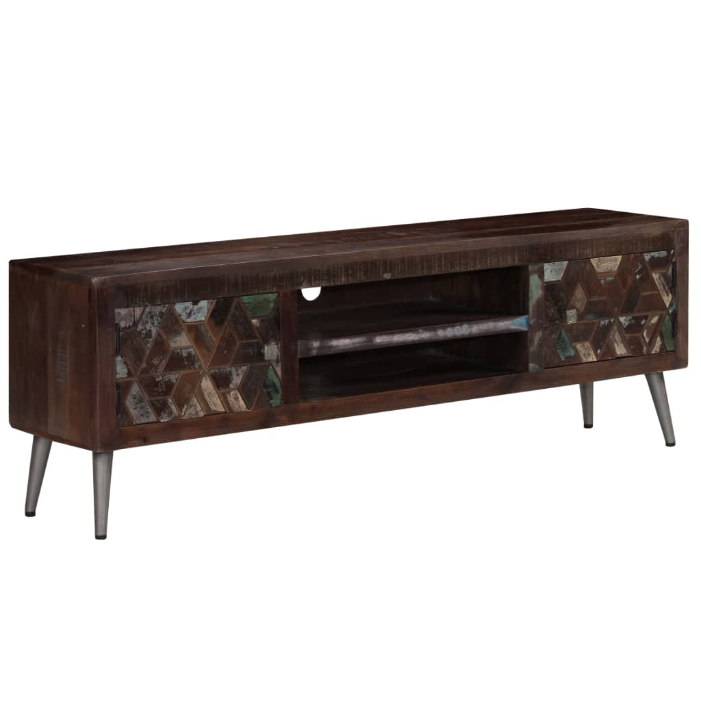 foto del prodotto mobile porta tv in legno massello di recupero 140x30x45 cm cod mxl 5872