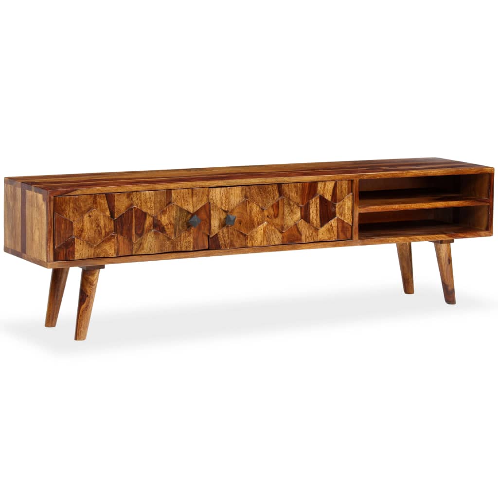 foto del prodotto mobile porta tv in legno massello di sheesham 140x30x40 cm cod mxl 12433