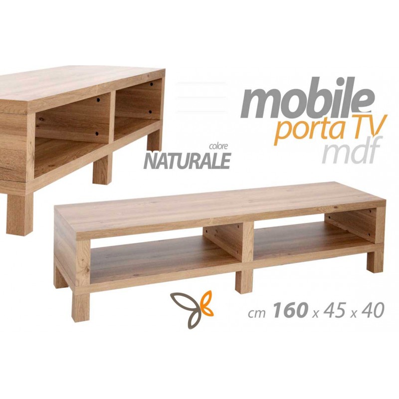 foto del prodotto mobile porta tv in mdf naturale tavolino basso cm 160 x 45 x 40 h