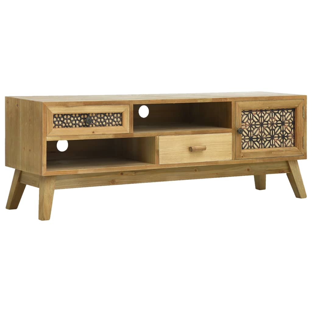 foto del prodotto mobile porta tv intagliato marrone 120x30x42 cm in legno cod mxl 13829