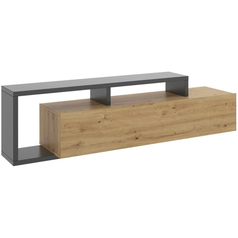 foto del prodotto mobile porta tv maiella, credenza bassa da soggiorno, madia da salotto per televisione, 165x40h47 cm, rovere nodi e antracite, con imballo rinforzato