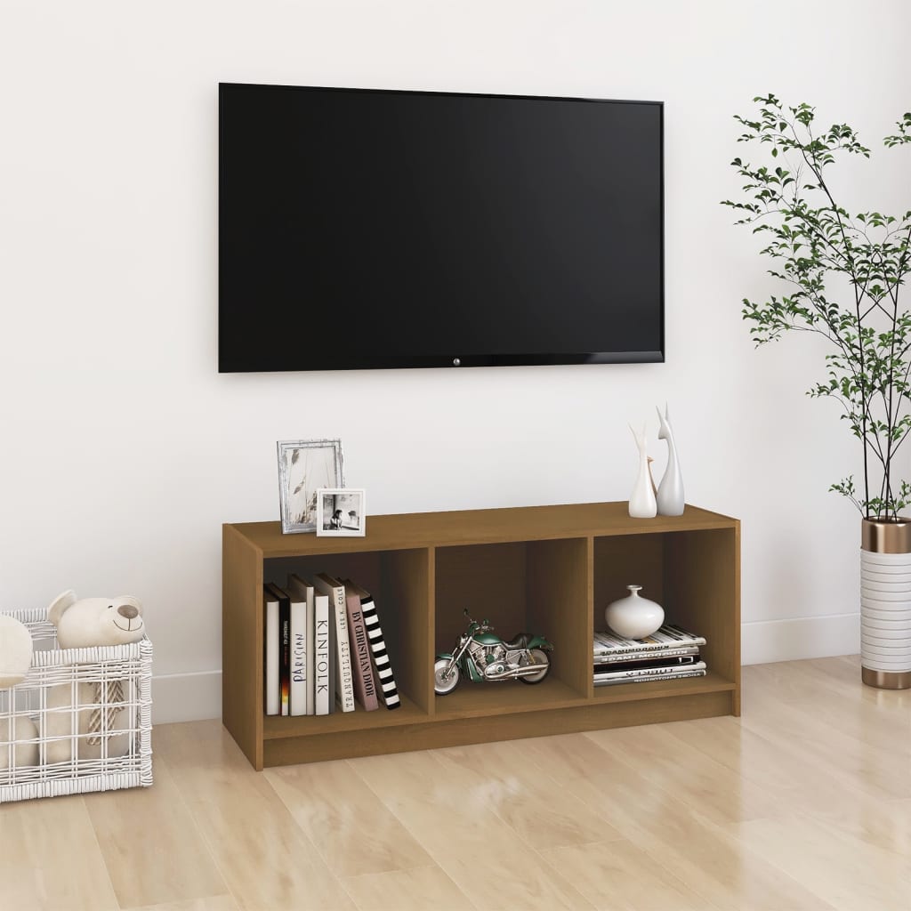 foto del prodotto mobile porta tv marrone miele 104x33x41 cm in legno di pino