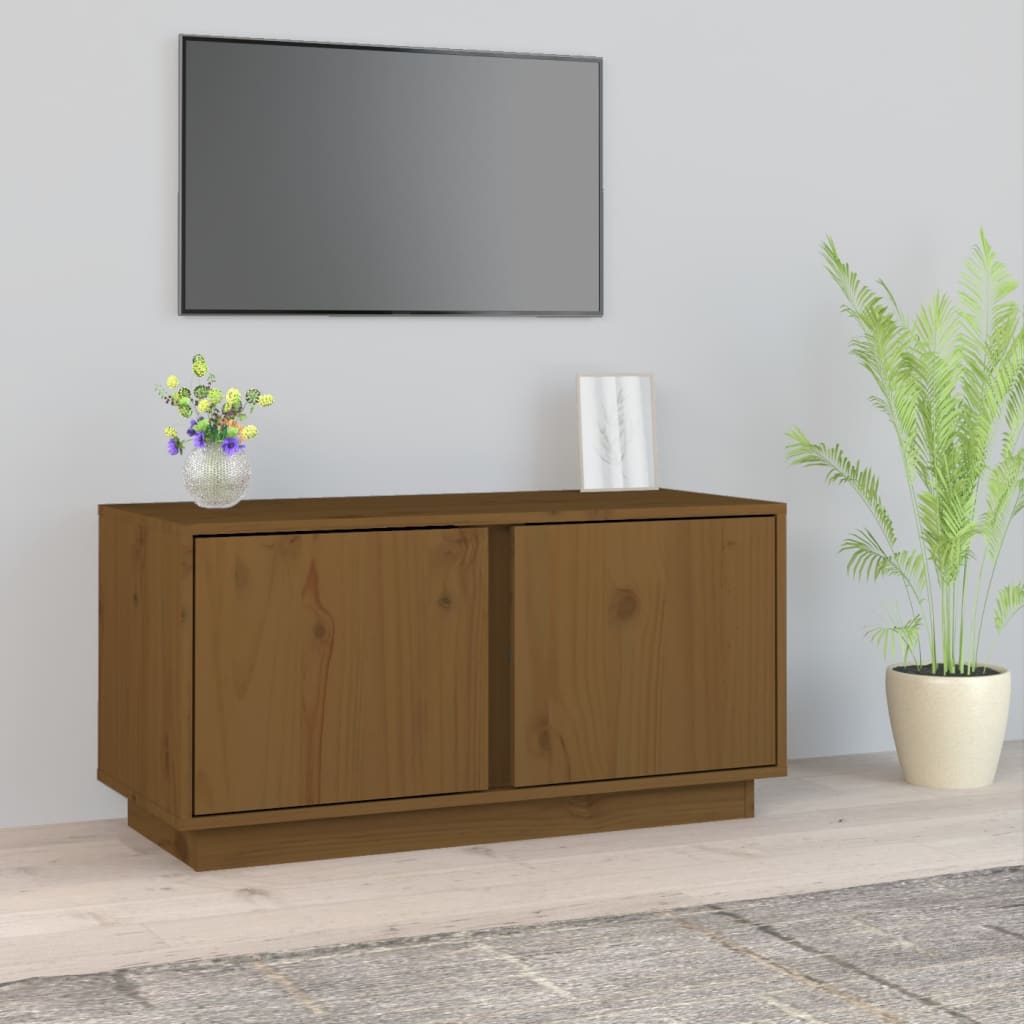 foto del prodotto mobile porta tv miele 80x35x40,5 cm in legno massello di pino cod mxl 26696