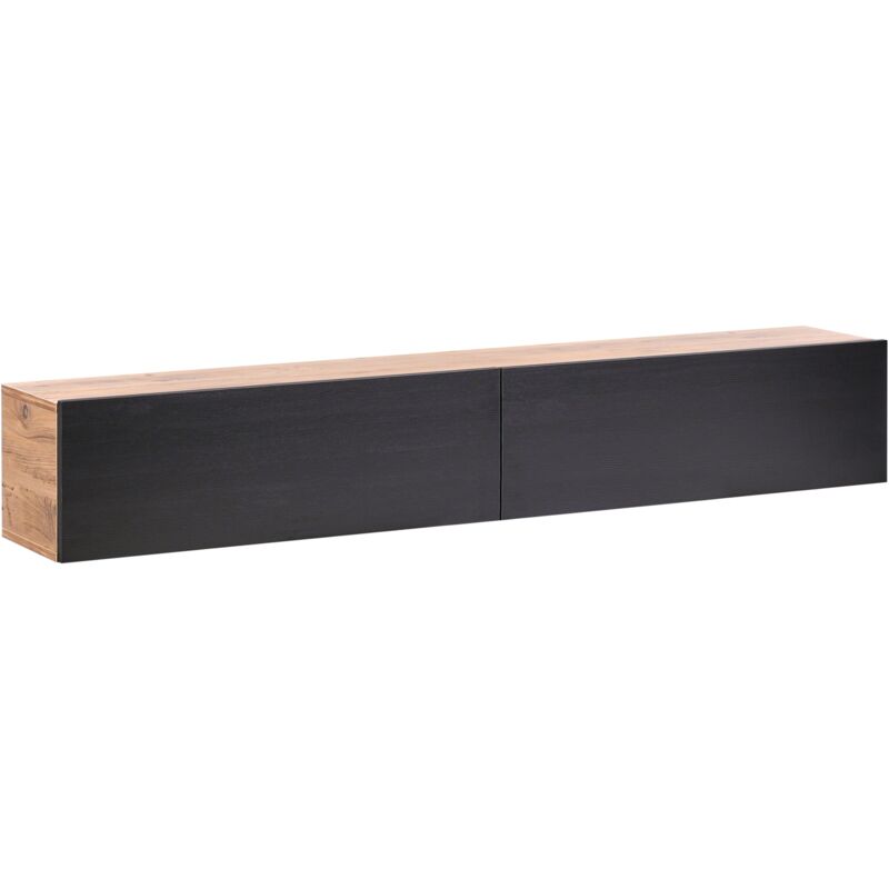 foto del prodotto mobile porta tv minimalista a parete unit multimediale scaffale portaoggetti nero e marrone 180 cm gladstone