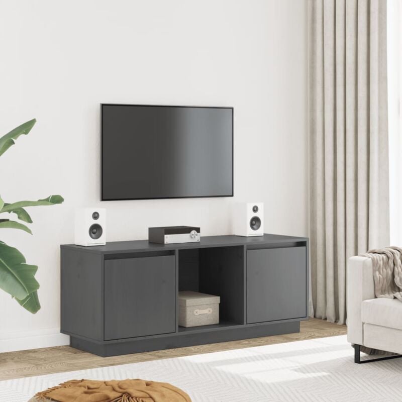 foto del prodotto mobile porta tv ,mobile da soggiorno grigio 110,5x35x44 cm in legno massello di pino itd63775