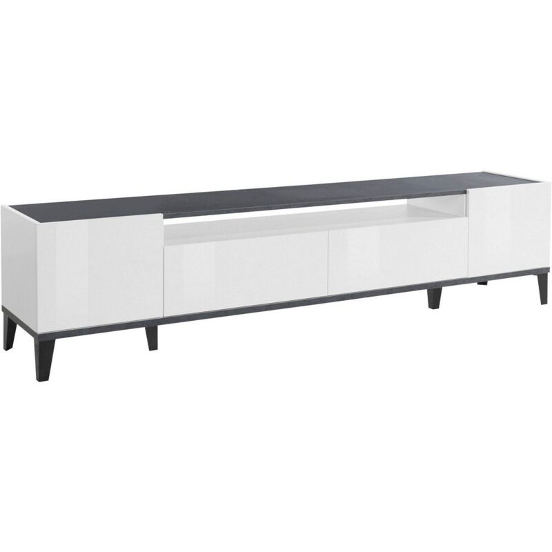 foto del prodotto mobile porta tv moderno 200x40x47cm artemis colore bianco lucido ardesia