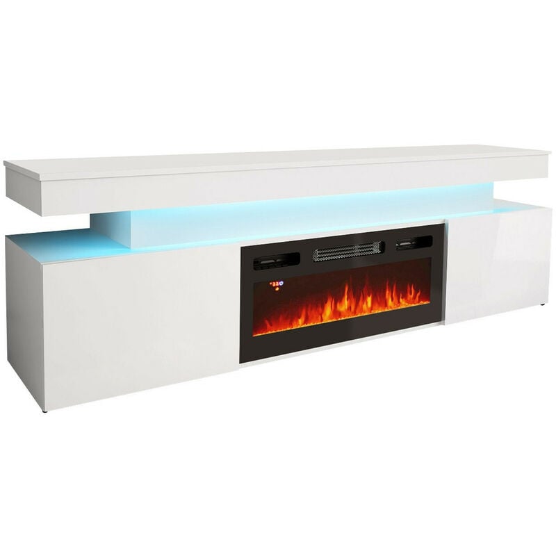 foto del prodotto mobile porta tv monfero 104, bianco bianco lucido, il numero di porte 0, numero di cassetti 0, 190x59x41cm, led con