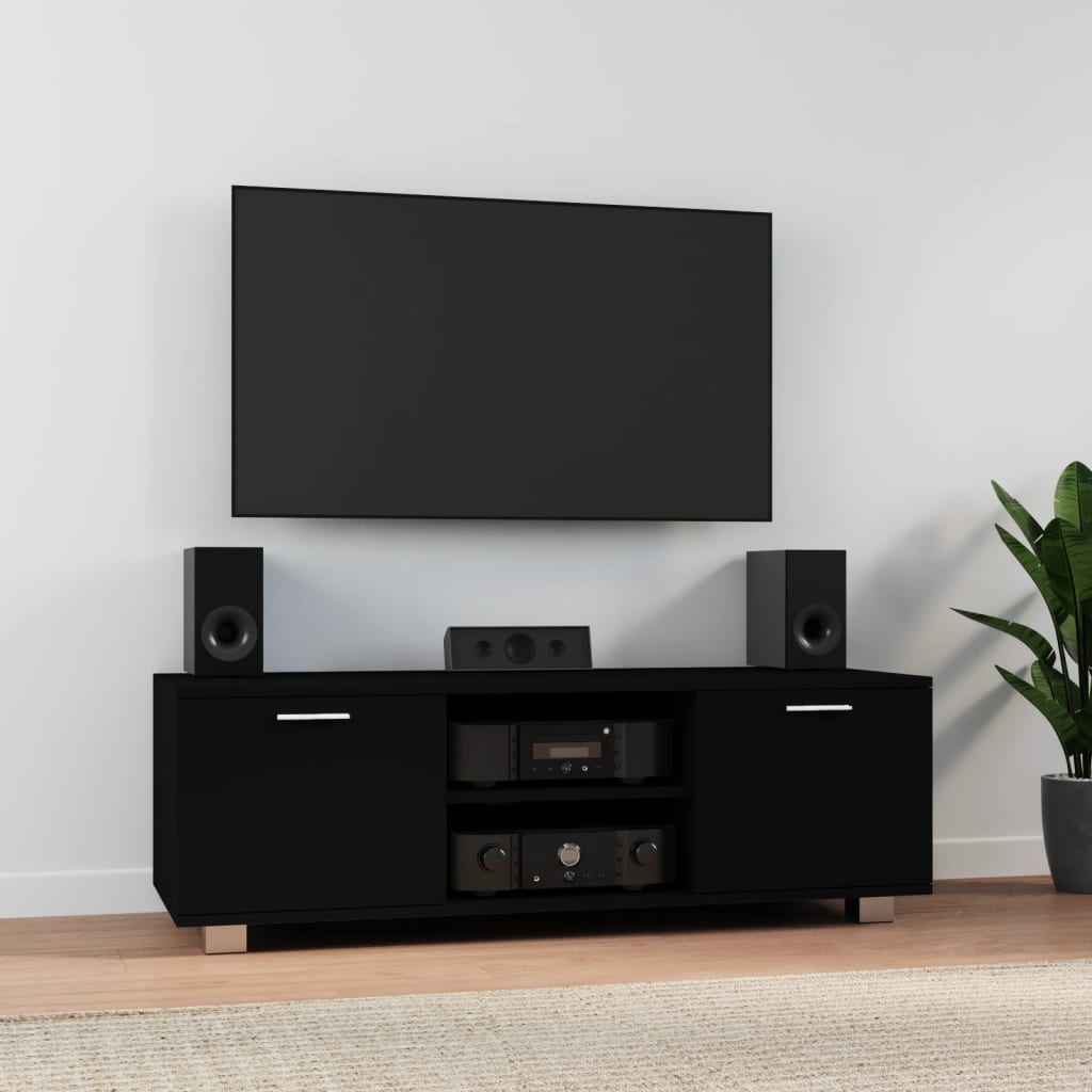 foto del prodotto mobile porta tv nero 120x40,5x35 cm in legno multistrato