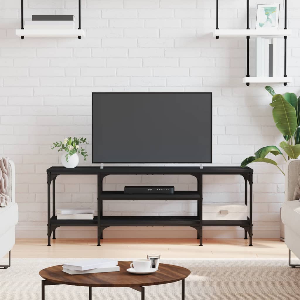 foto del prodotto mobile porta tv nero 121x35x45 cm in legno multistrato e ferrocod mxl 79230