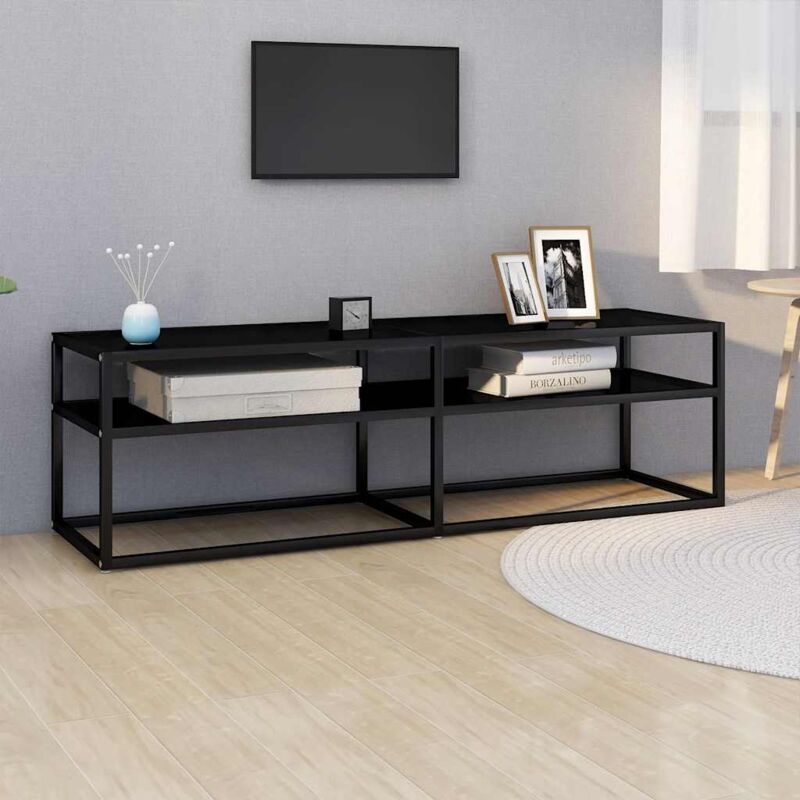 foto del prodotto mobile porta tv nero 140x40x40,5 cm in vetro temperato vidaxl