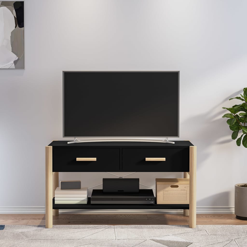 foto del prodotto mobile porta tv nero 82x38x45 cm in legno multistrato