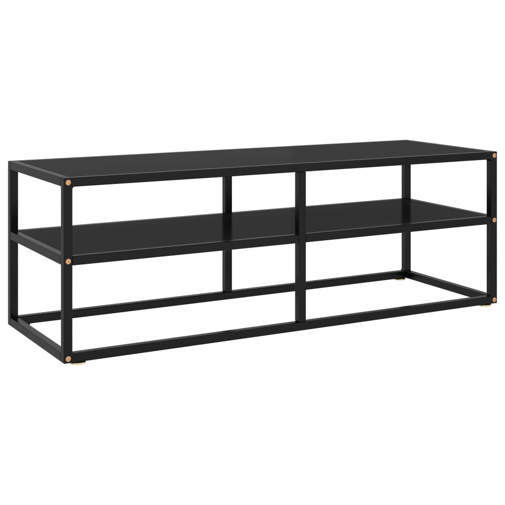 foto del prodotto mobile porta tv nero con vetro nero 120x40x40 cm cod mxl 17646