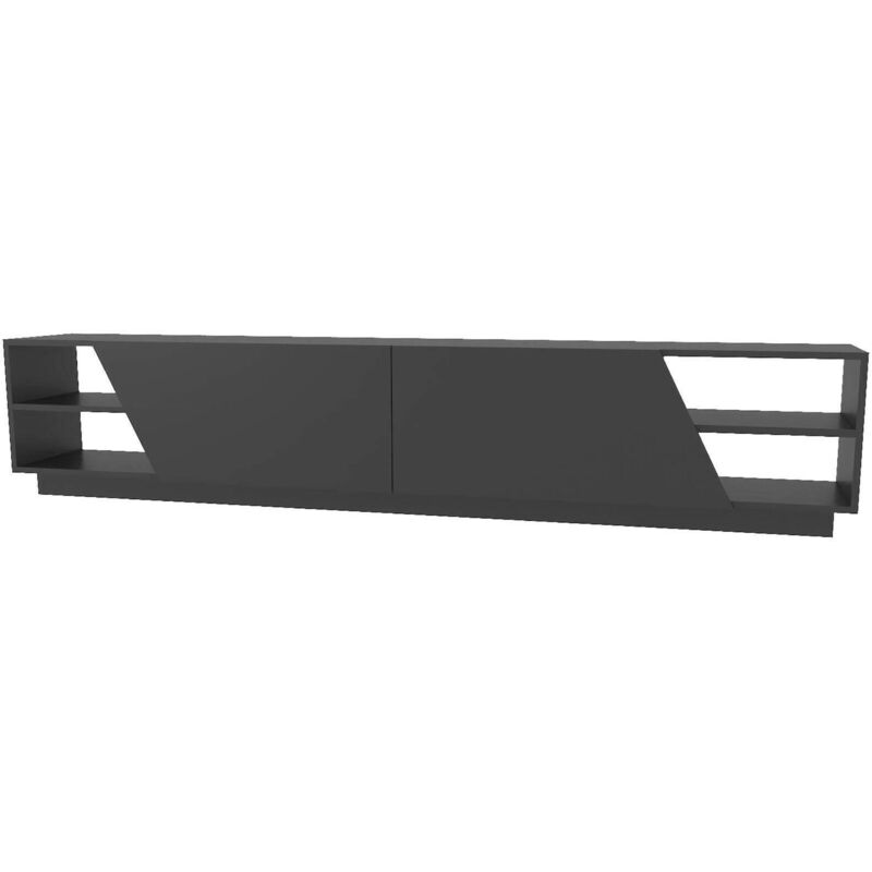 foto del prodotto mobile porta tv nyx, credenza da soggiorno, armadio basso per tv, base parete attrezzata, 240x37h47 cm, antracite, con imballo rinforzato, con