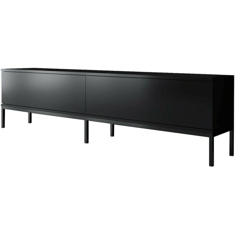 foto del prodotto mobile porta tv regulus, credenza da soggiorno, armadio basso per tv, base parete attrezzata, 180x30h47 cm, nero, con imballo rinforzato, con imballo