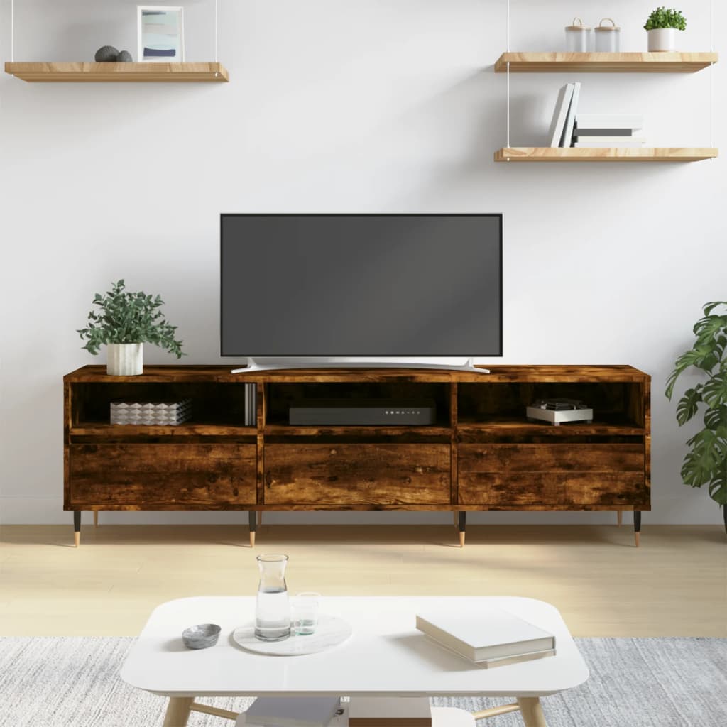 foto del prodotto mobile porta tv rovere fumo 150x30x44,5 cm in legno multistrato