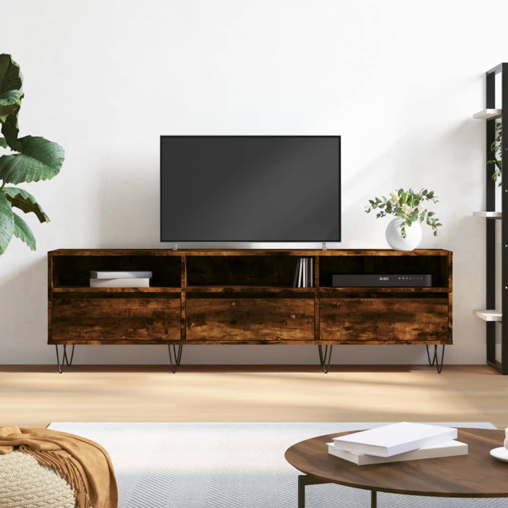 foto del prodotto mobile porta tv rovere fumo 150x30x44,5 cm in legno multistratocod mxl 104897