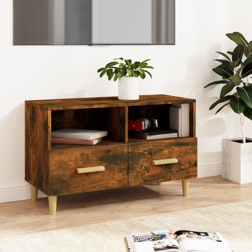 foto del prodotto mobile porta tv rovere fumo 80x36x50 cm in legno multistrato