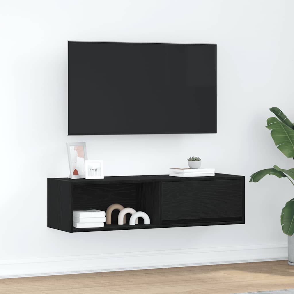 foto del prodotto mobile porta tv rovere nero 100x31x25,5 cm in legno multistrato