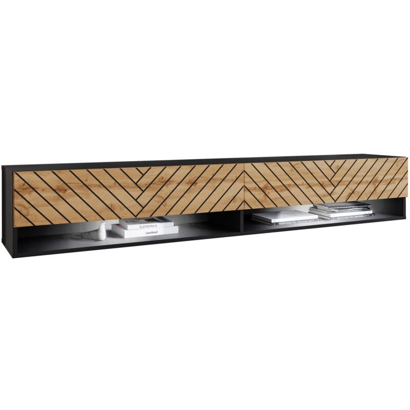 foto del prodotto mobile porta tv sarasota 119, grafite quercia di wotan, il numero di porte 0, numero di cassetti 0, 180x30x33cm, led con