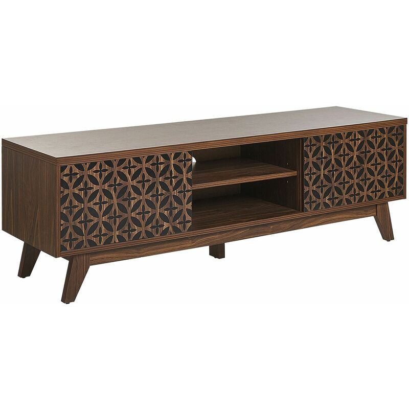 foto del prodotto mobile porta tv stile retr con ante in legno scuro prescot