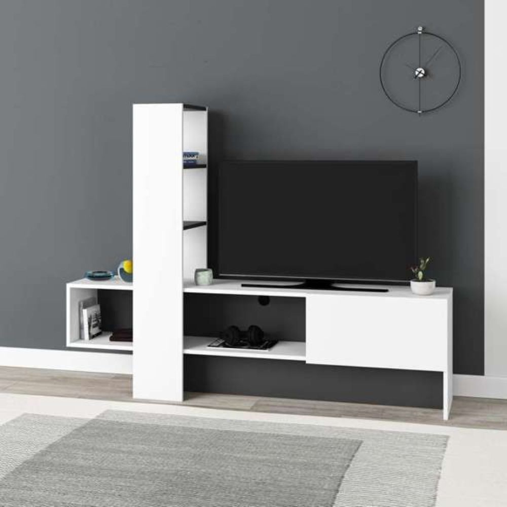 foto del prodotto mobile porta tv troya con anta a ribalta 180 cm colore bianco antracite