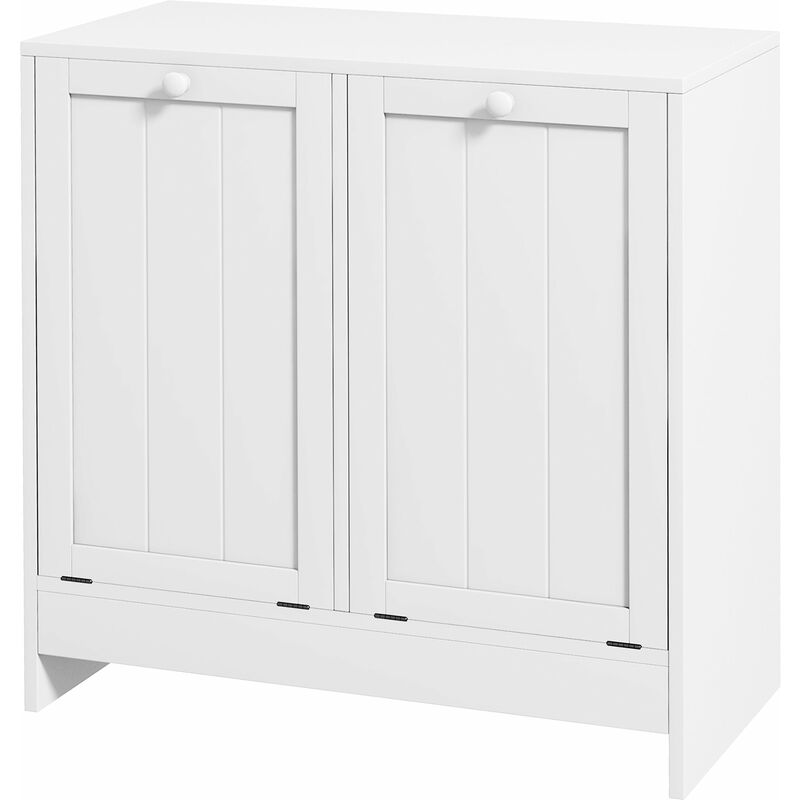 foto del prodotto mobile portabiancheria con 2 scomparti a ribalta 66x33x68 cm in legno bianco
