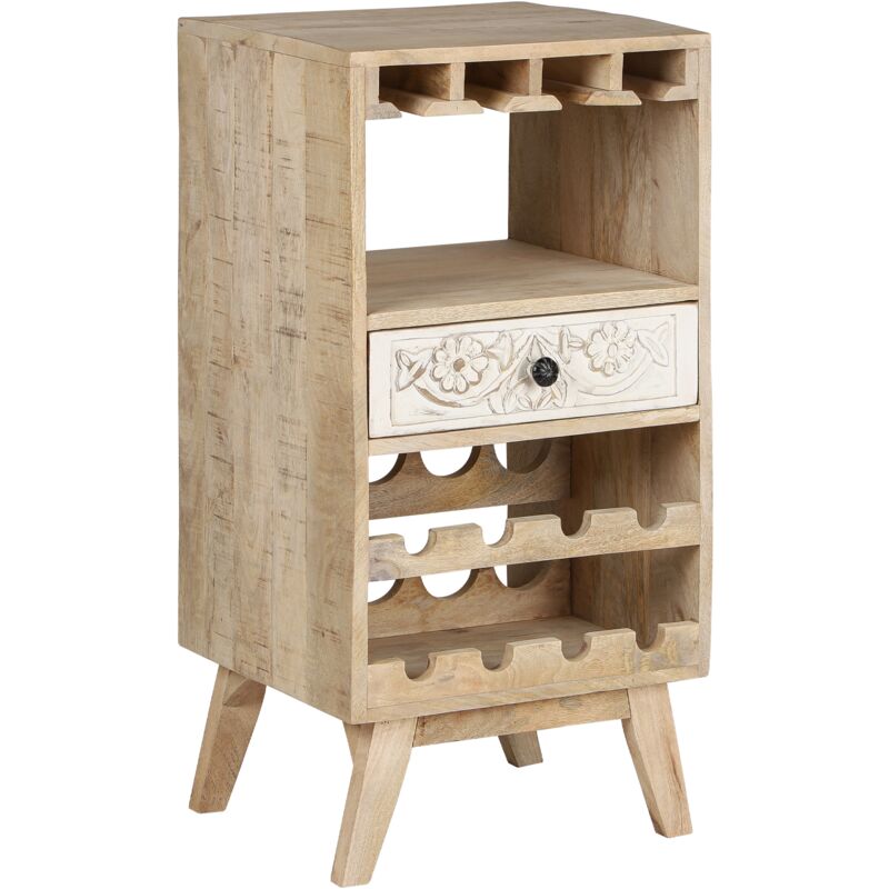 foto del prodotto mobile portabottiglie roma con portabicchieri e cassetto cantinetta 45 x 90 x 40 cm unicato artigianale scaffale per 8 bottiglie di vino mobile da