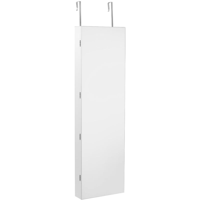 foto del prodotto mobile portagioie con specchio e luce led 120 x 36 x 10 cm appeso all anta bianco 200000114