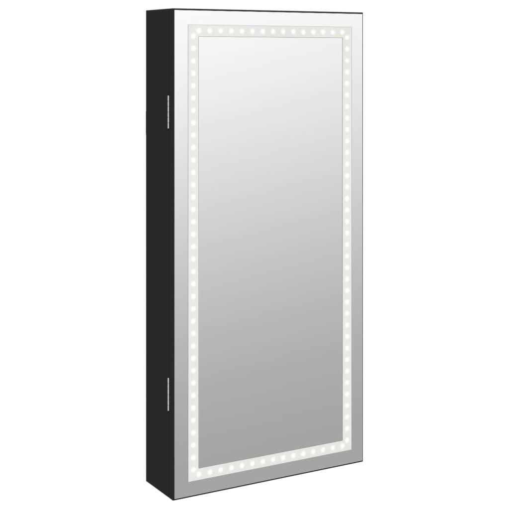 foto del prodotto mobile portagioielli portaoggetti organizer camera da letto guardaroba bagno con specchio e illuminazione led nera a parete 02 0022824