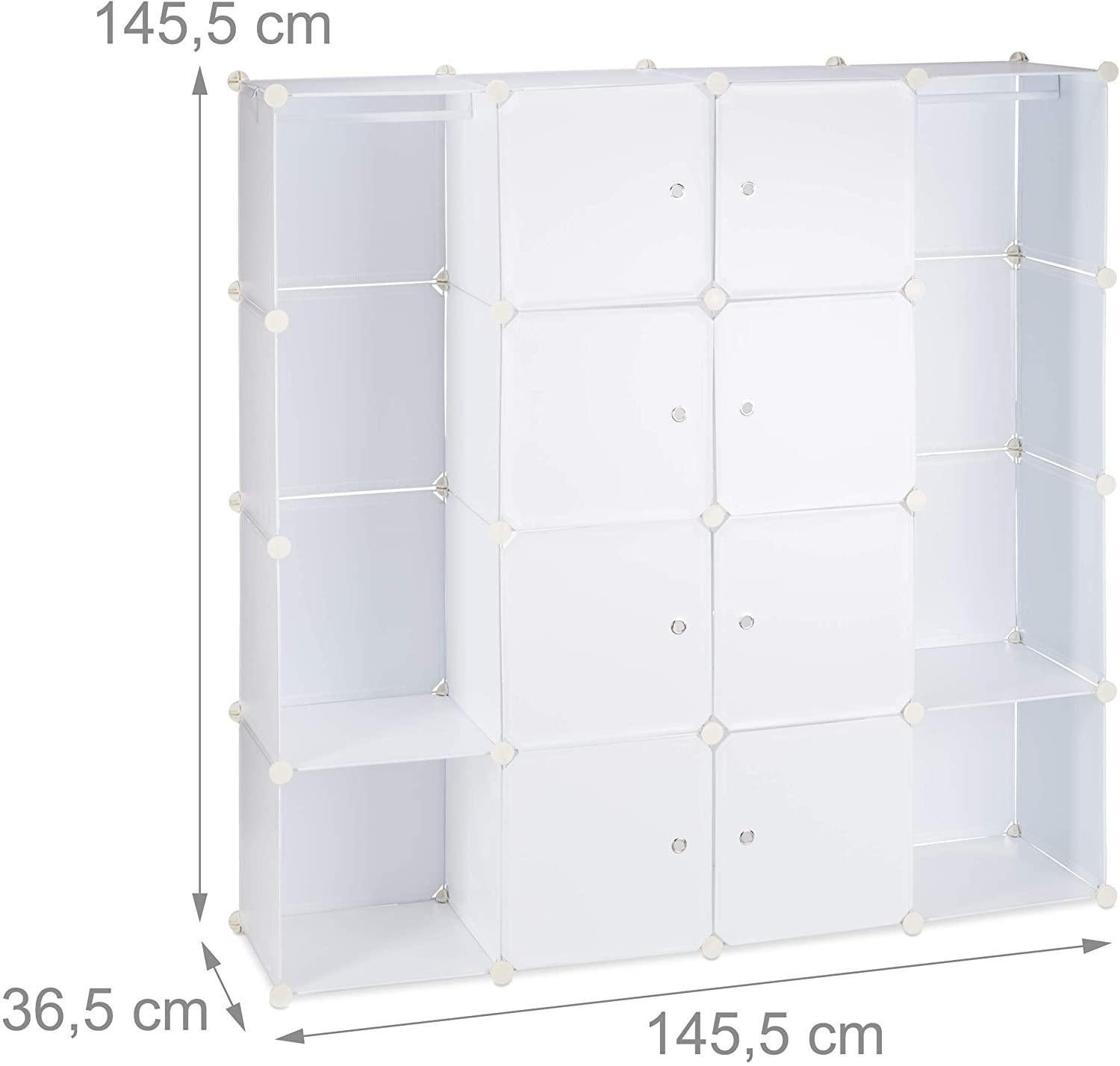 foto del prodotto mobile portaoggetti in plastica scaffale guardaroba con ante e asta 145 cm bianco 13 0001961 2