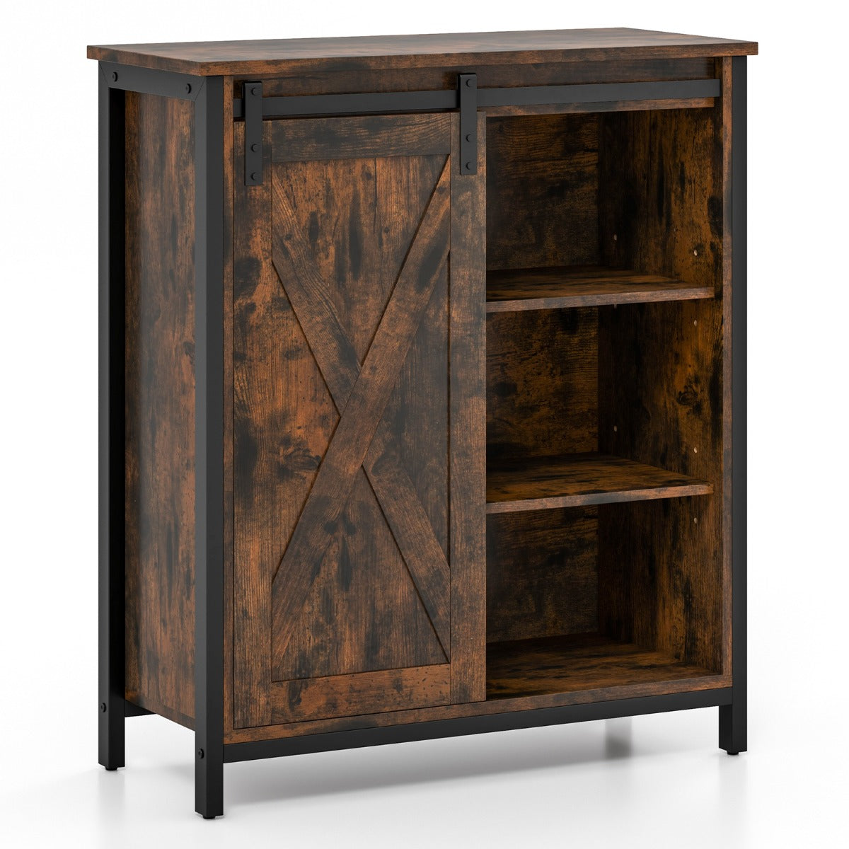 foto del prodotto mobile portaoggetti rustico credenza rustica con porta scorrevole del fienile ripiani regolabili console di servizio 70 x 30 x 81 cm marrone rustico 20 0007698