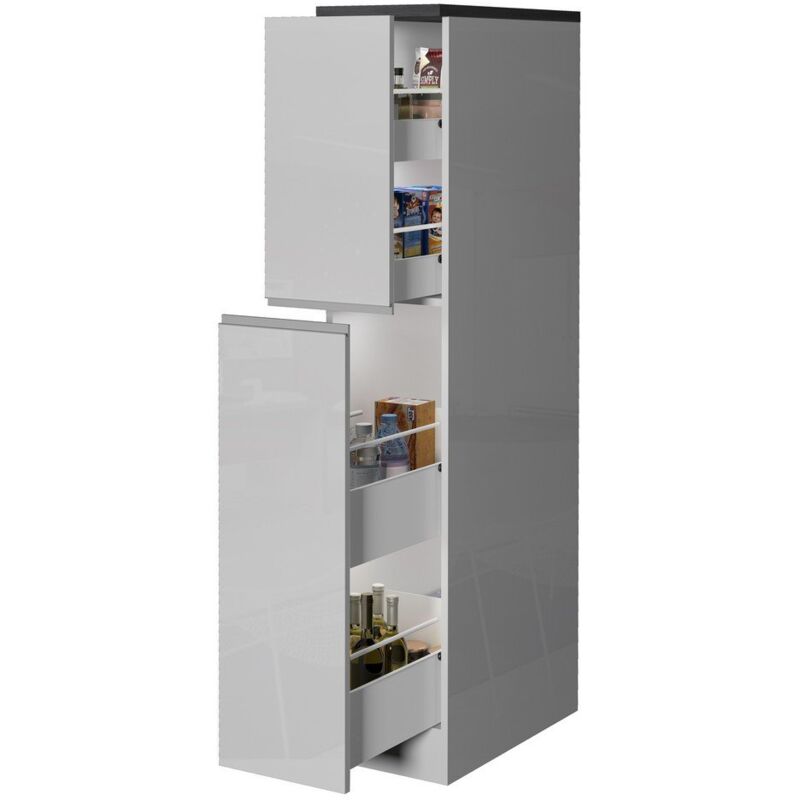 foto del prodotto mobile portaspezie da 2 vani scorrevoli 30x60x164,5cm nautilus colore bianco laccato lucido rovere wotan