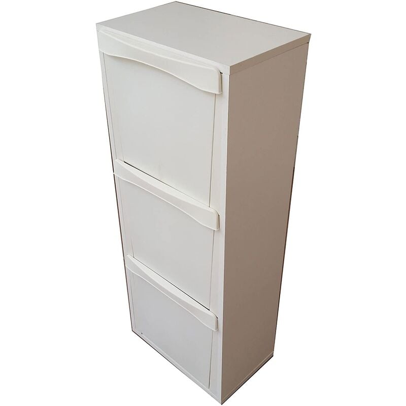 foto del prodotto mobile raccolta differenziata legno pattumiera estraibile 3 vani bianco cucina
