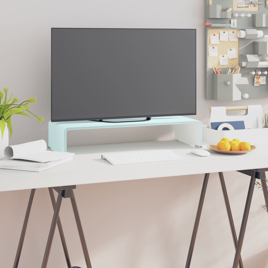foto del prodotto mobile rialzo porta tv in vetro bianco 60x25x11 cm cod mxl 33881