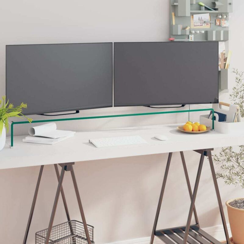 foto del prodotto mobile rialzo porta tv in vetro trasparente 120x30x13 cm vidaxl 606645