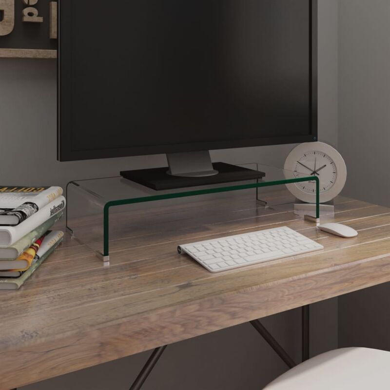 foto del prodotto mobile rialzo porta tv in vetro trasparente 60x25x11 cm vidaxl