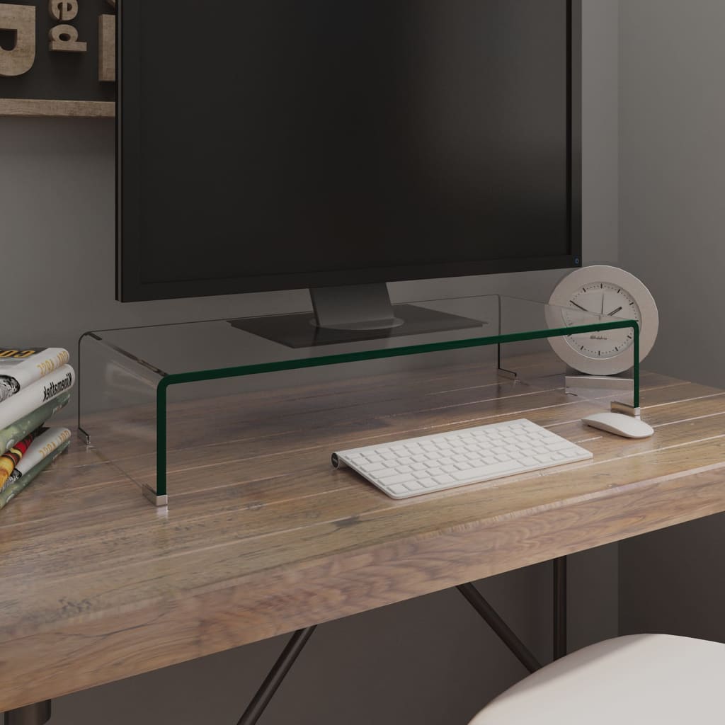 foto del prodotto mobile rialzo porta tv in vetro trasparente 70x30x13 cm cod mxl 12238