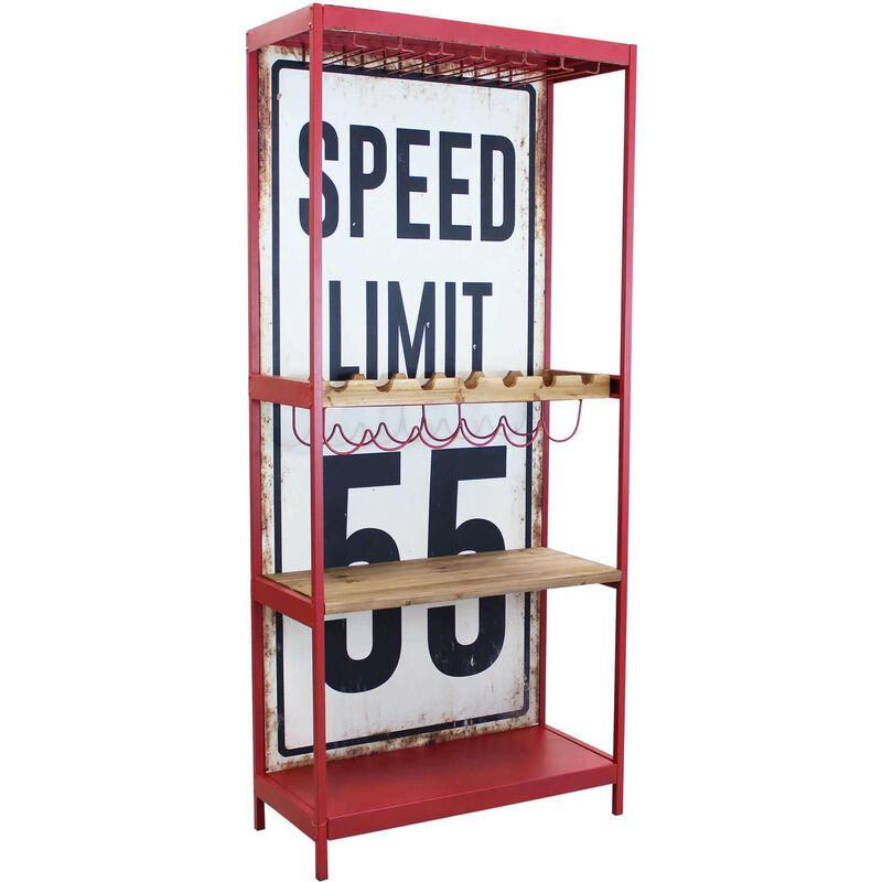 foto del prodotto mobile scaffale da interno in legno e metallo a 3 ripiani con portabottiglie e sfondo personalizzato limit 55