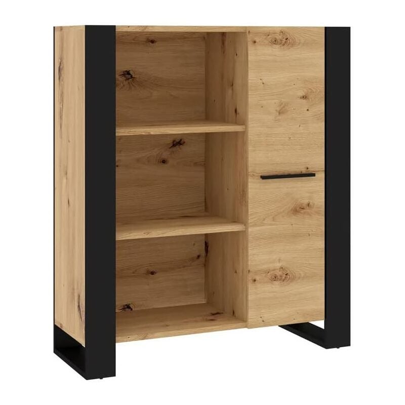 foto del prodotto mobile scaffale libreria como nuka 110x90x43cm rovere nero