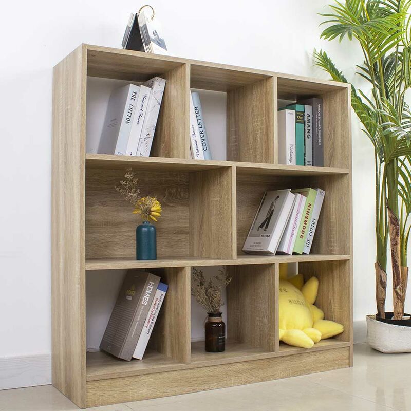 foto del prodotto mobile scaffale libreria da terra 8 vani casa ufficio moderno legno naturale